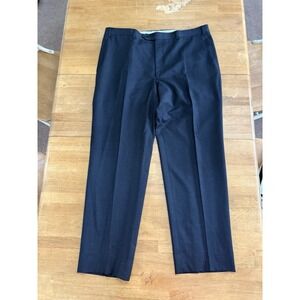 Canali 1934 Dress Pants Mens 38x30 Black 100% Wool Flat Trousers ITALY